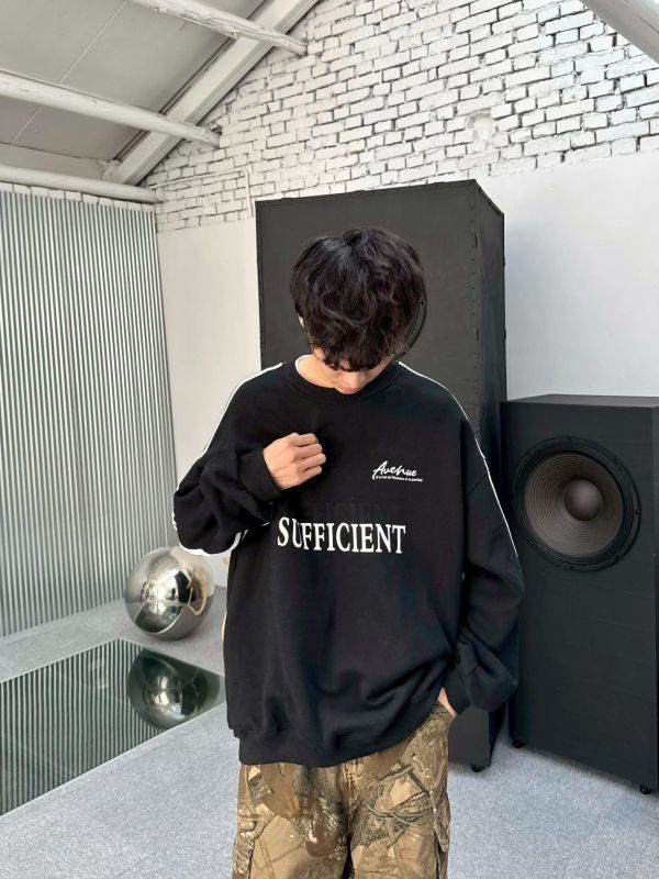 SUFFICIENT滾邊寬版大學Tee 