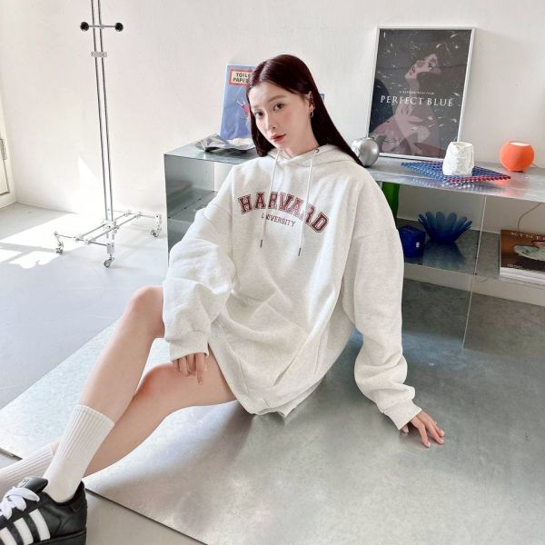 HARVARD英字印花刷毛帽Tee 