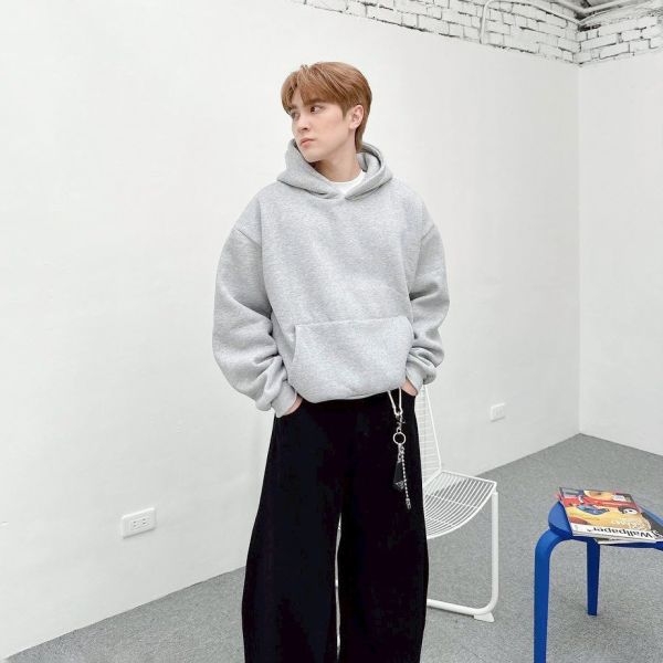 【現貨】短寬素色刷毛帽Tee 