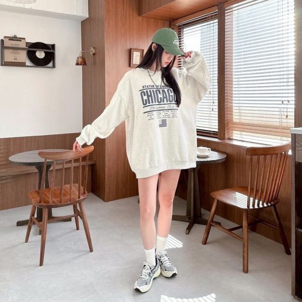 CHICAGO英字刷毛大學Tee 