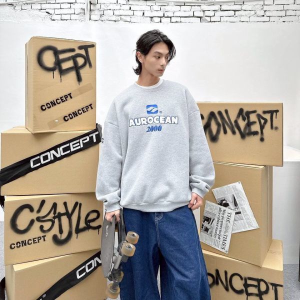 AUROCEAN 2000刺繡刷毛大學Tee 