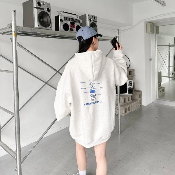 漢堡分解圖刷毛帽Tee 