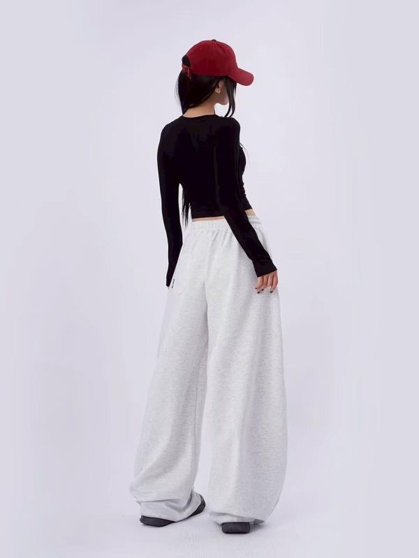 【預購】歐美字母抽繩棉褲 