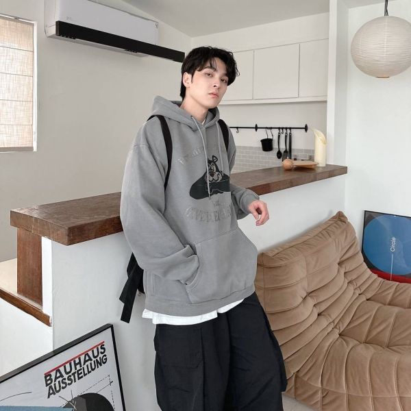 熊熊仿斑駁水洗帽Tee 