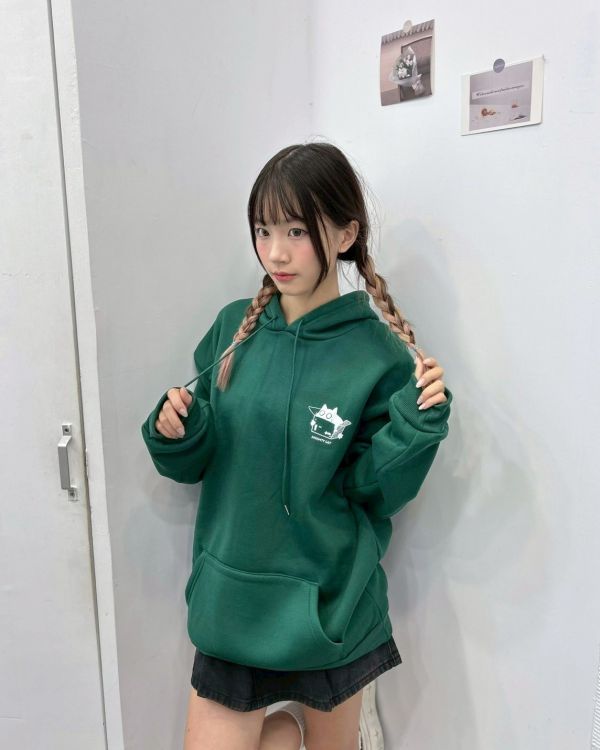 【現貨】紙箱貓咪刷毛帽Tee 