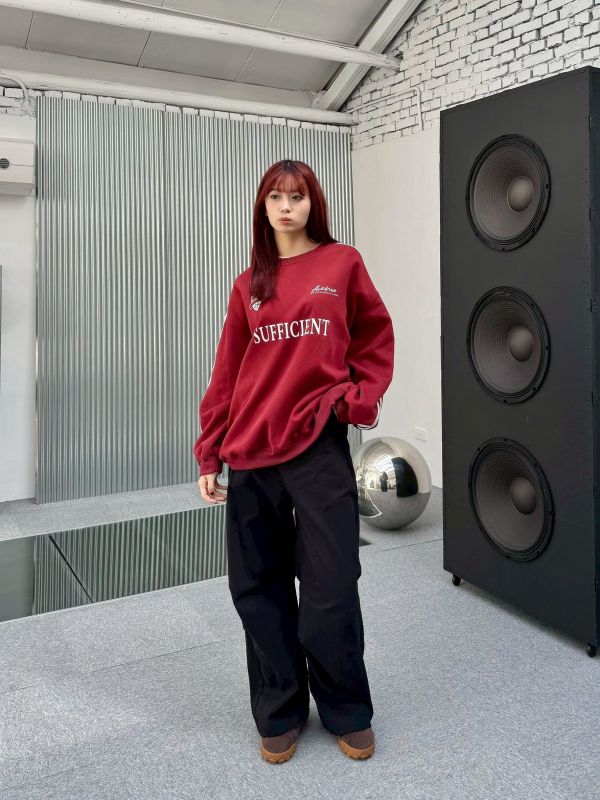 SUFFICIENT滾邊寬版大學Tee 