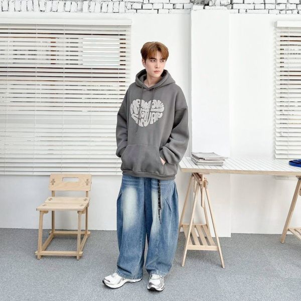 愛心英字毛巾繡刷毛帽Tee 