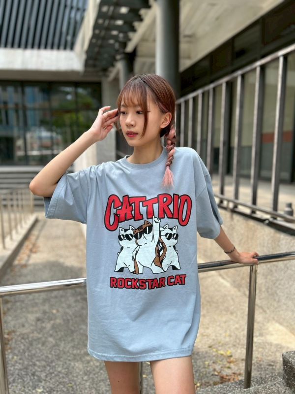【現貨】CATTRIO 搖滾墨鏡貓印花Tee 
