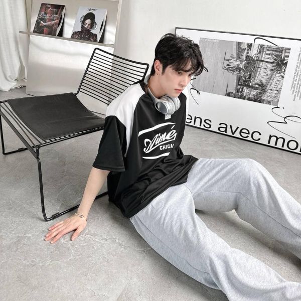 【現貨】Aime肩袖撞色拼接短Tee 