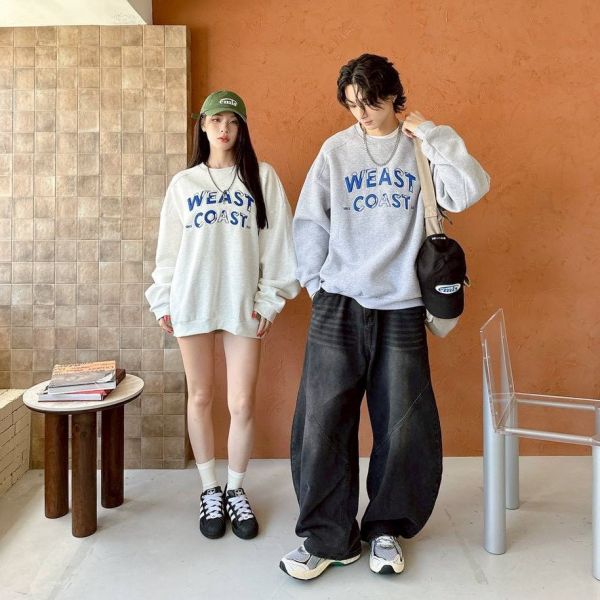 WEST COAST 刺繡刷毛大學Tee 