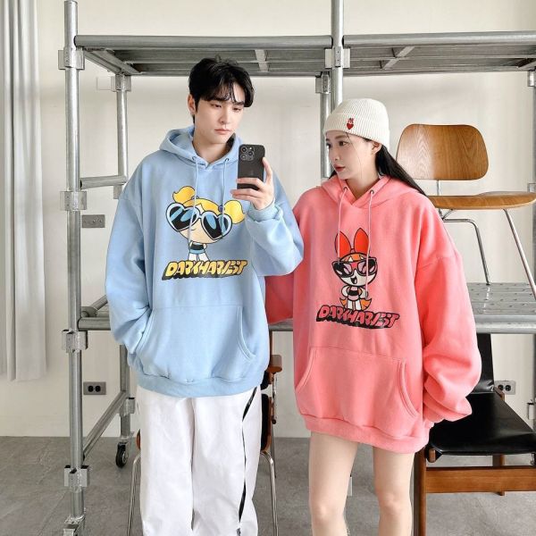 【現貨】 飛天小女警印花刷毛帽Tee 