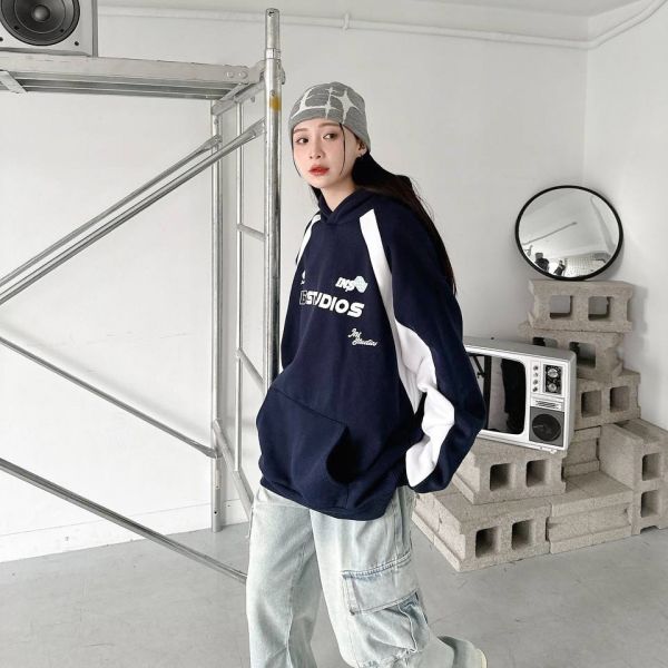 【現貨】INSSTUDIOS肩袖拼接刷毛帽Tee 