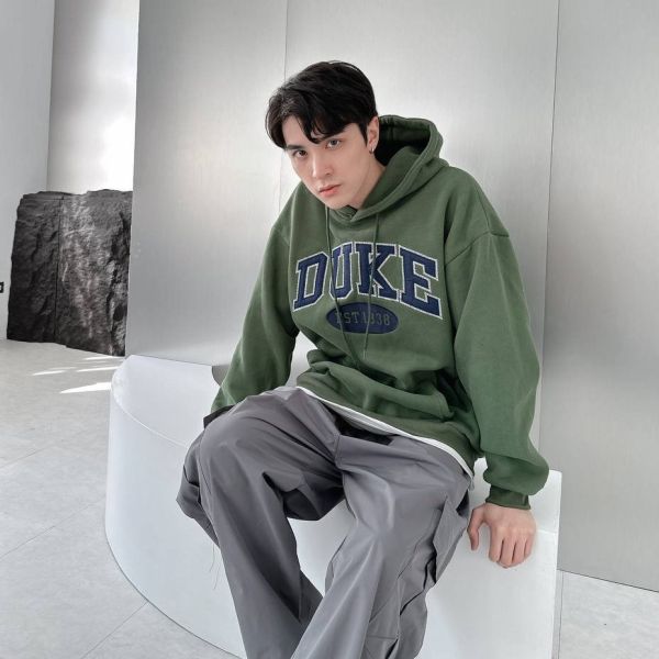 刺繡美式DUKE刷毛帽Tee 