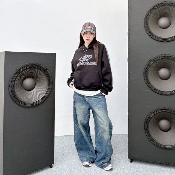 RIDICDLOUS閃電星撞色拼接刷毛帽Tee 