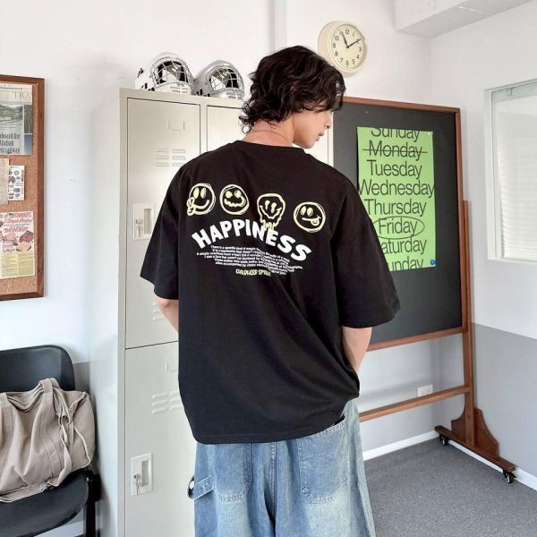 【現貨】】HAPPINESS潑漆笑臉印花短Tee 