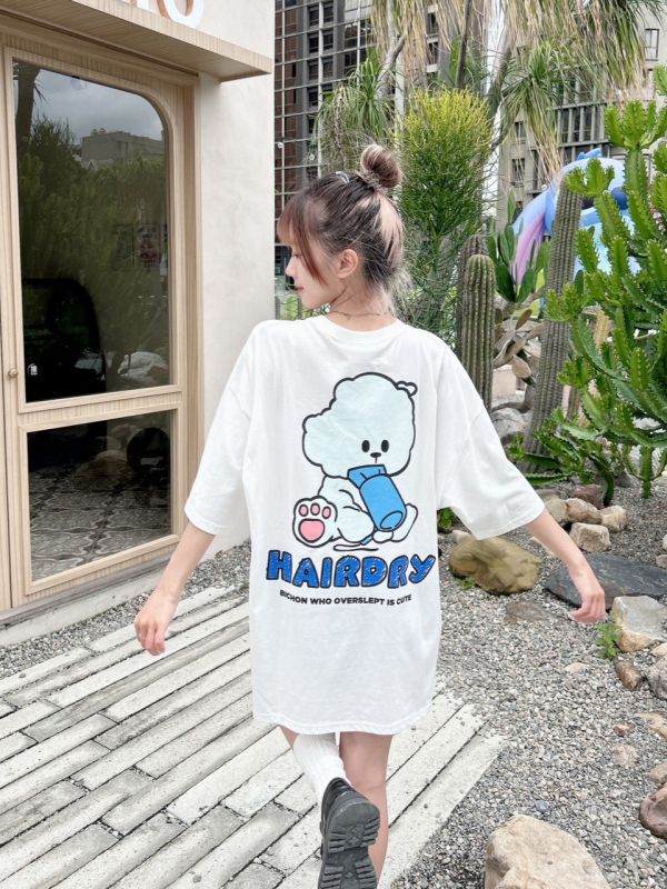 吹風機狗狗插畫印花Tee 