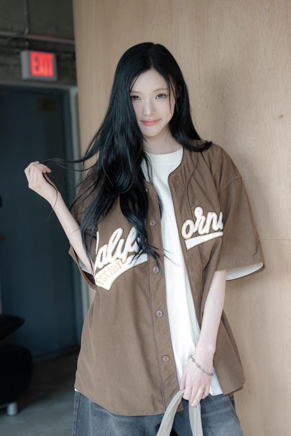 【現貨】California毛巾繡開襟球衣罩衫 