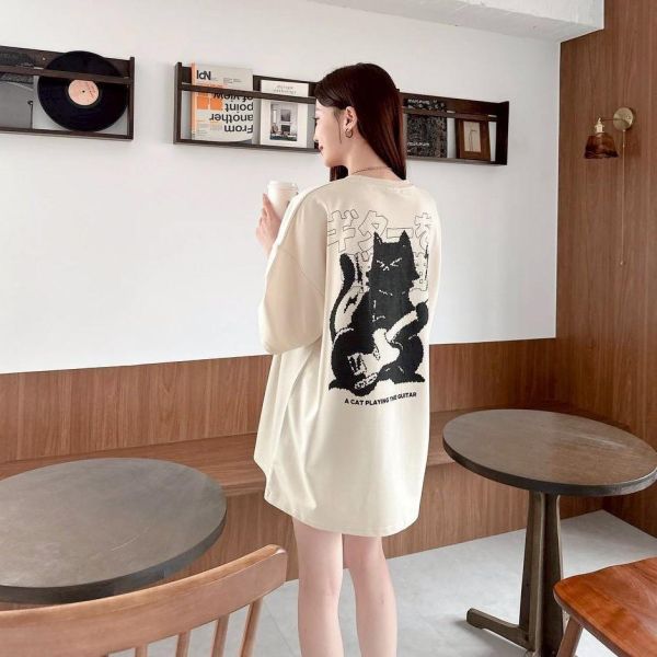 【現貨】像素吉他貓印花短Tee 