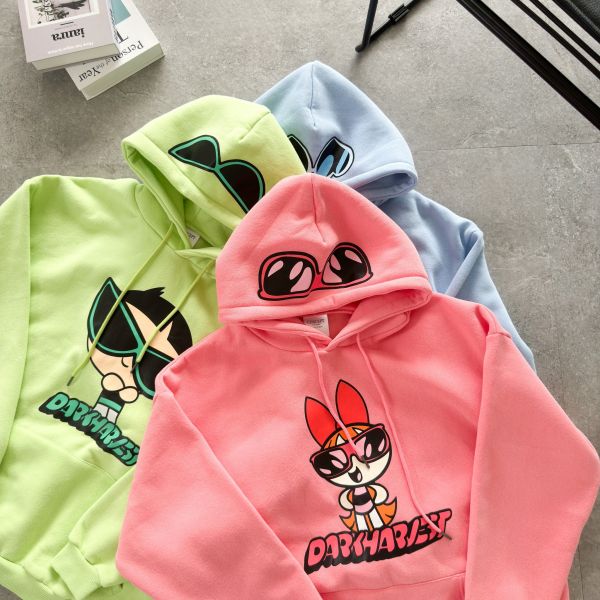 【現貨】 飛天小女警印花刷毛帽Tee 