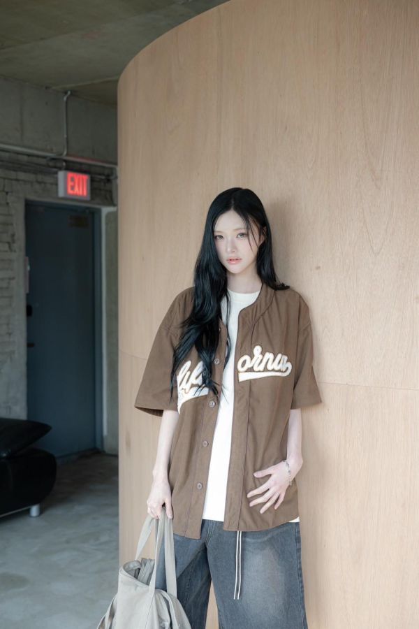 【現貨】California毛巾繡開襟球衣罩衫 