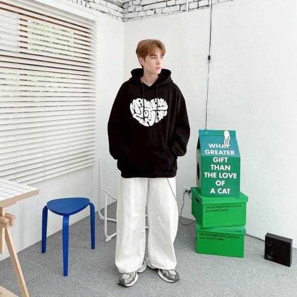 愛心英字毛巾繡刷毛帽Tee 