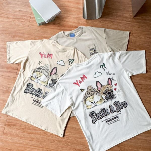 【現貨】柴犬與法鬥手繪感短Tee 