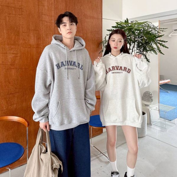 HARVARD英字印花刷毛帽Tee 