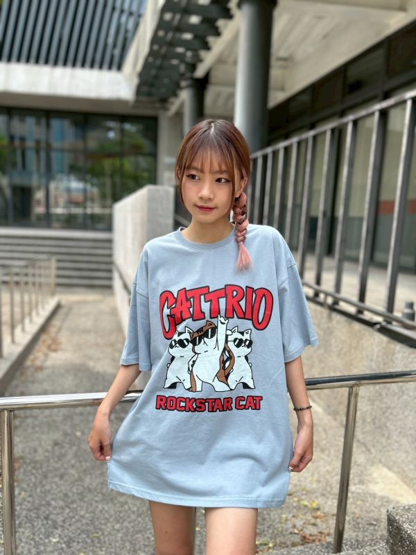 【現貨】CATTRIO 搖滾墨鏡貓印花Tee 