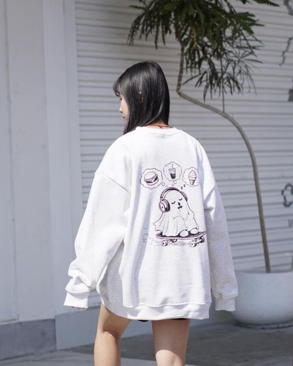 現貨【牛奶暖絨】愛吃幽靈牛奶絨大學Tee 