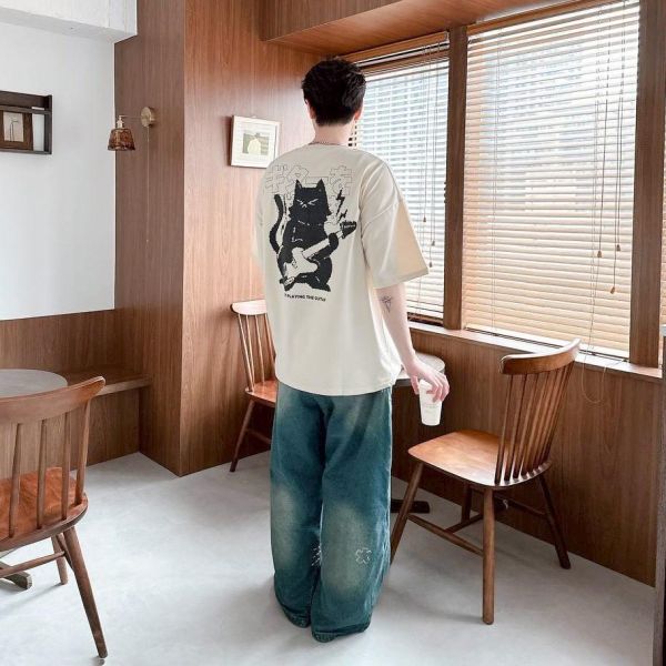 【現貨】像素吉他貓印花短Tee 