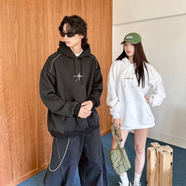 星芒立體別針刷毛帽Tee 