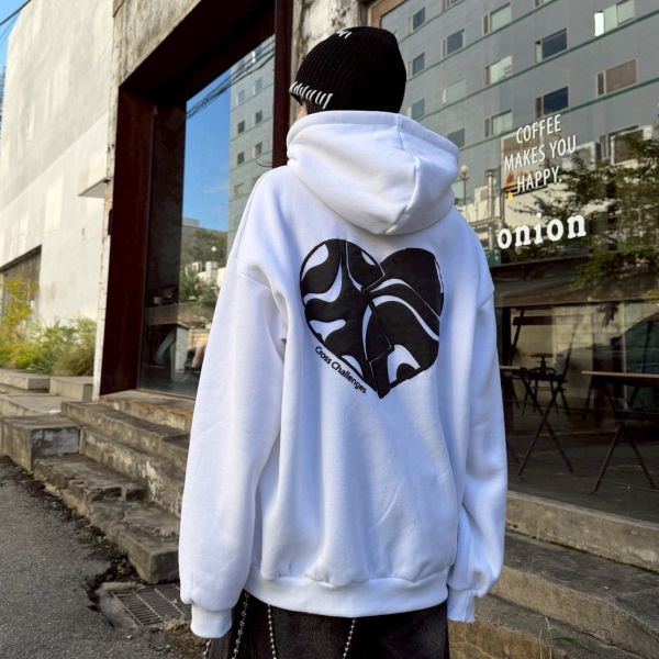 Cross Challenges發泡愛心切割刷毛帽Tee 