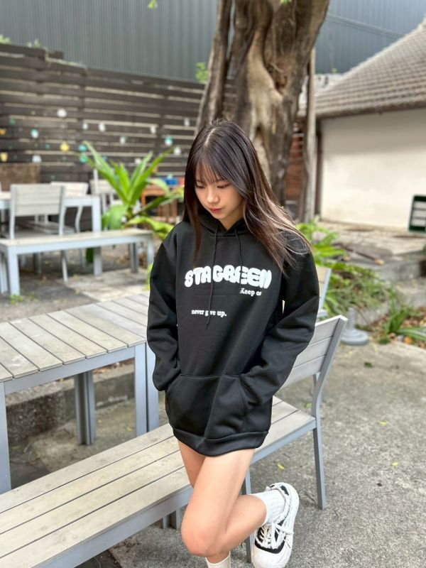 【現貨】STAGREEN英字刷毛帽Tee 