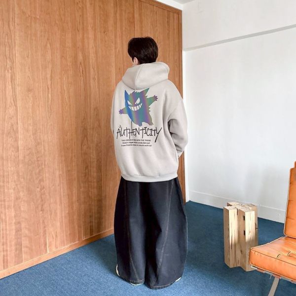 炫彩反光耿鬼印花刷毛帽Tee 