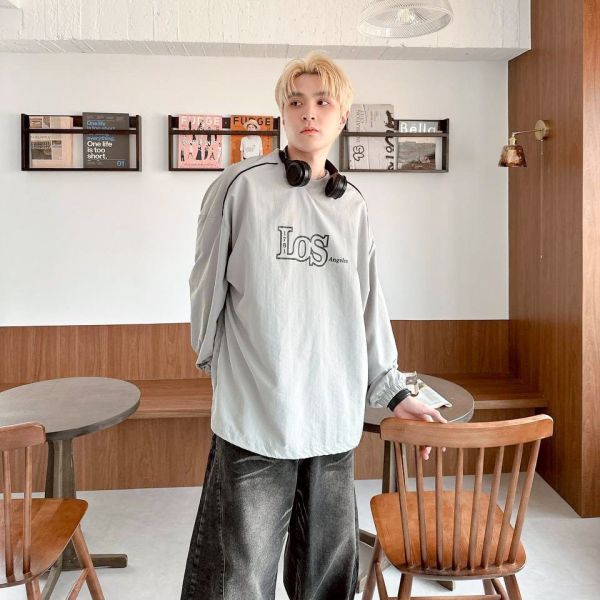 【現貨】LOS Angeles撞色滾線束口風衣 