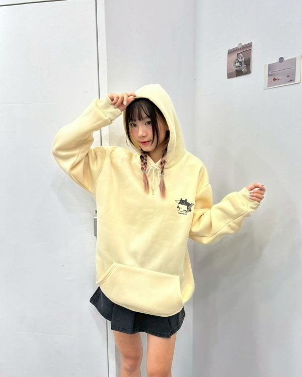 【現貨】紙箱貓咪刷毛帽Tee 