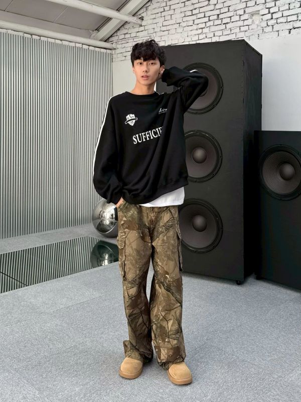 SUFFICIENT滾邊寬版大學Tee 