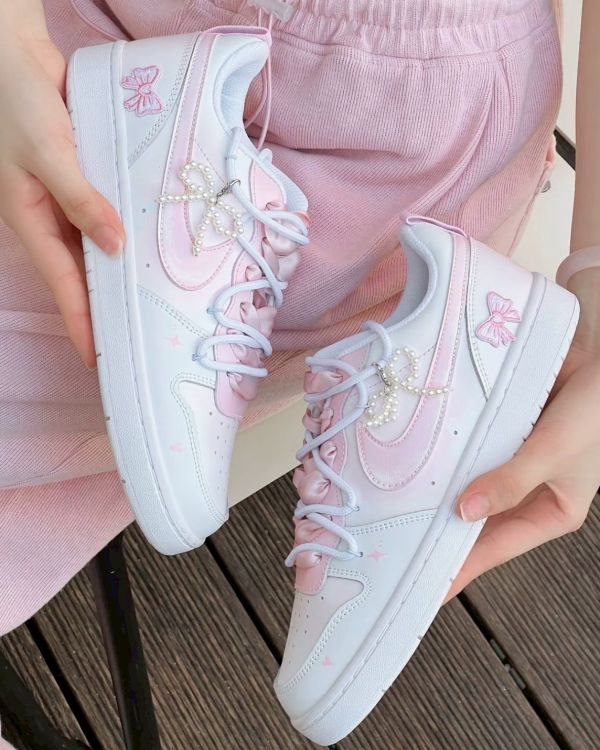 【訂製款】Nike Court Borough Low2 珍珠蝴蝶結 - 女款 
