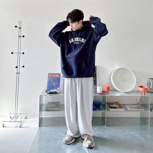 HARVARD英字印花刷毛帽Tee 