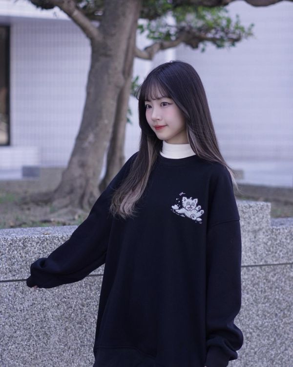 現貨【牛奶暖絨】跌倒狗狗牛奶絨大學Tee 