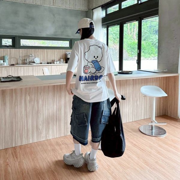 【現貨】吹風機狗狗插畫印花Tee 