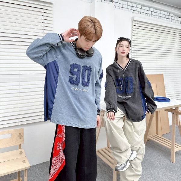 水洗貼布刺繡大學Tee 