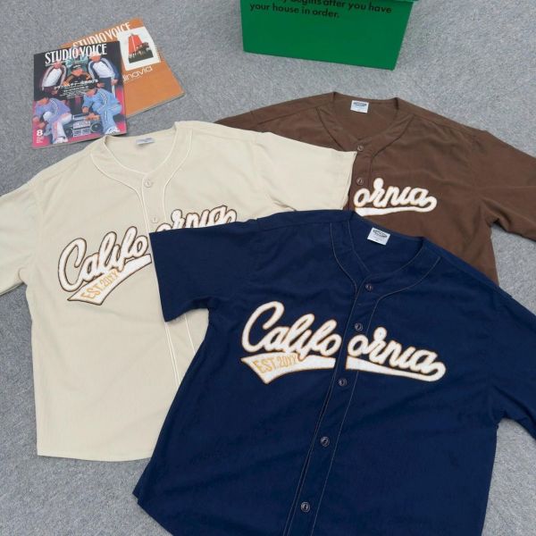 【現貨】California毛巾繡開襟球衣罩衫 