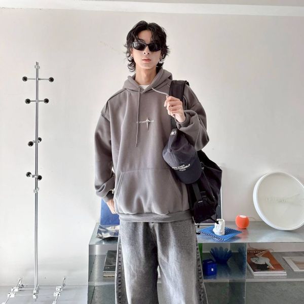 星芒立體別針刷毛帽Tee 