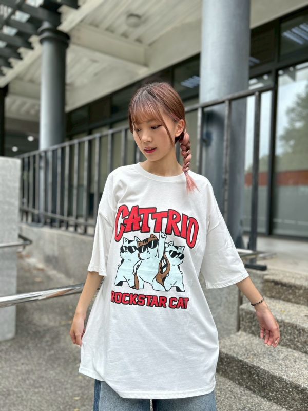 【現貨】CATTRIO 搖滾墨鏡貓印花Tee 