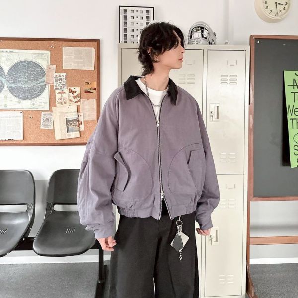 斜紋布廓形鋪棉外套 