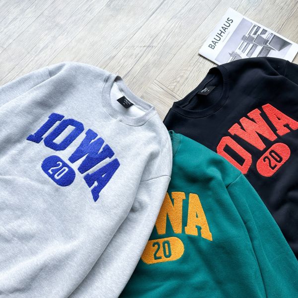 毛巾繡IOWA字母刷毛大學Tee 