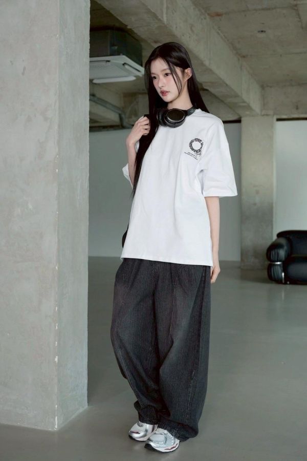 環繞字體發泡短Tee 