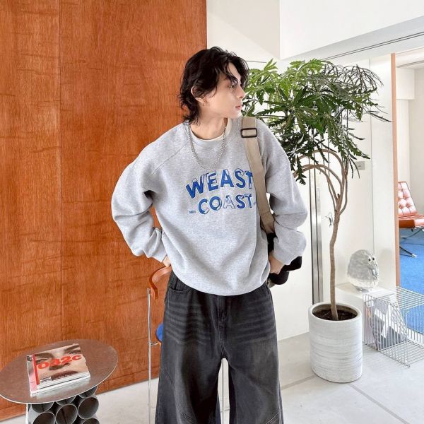 WEST COAST 刺繡刷毛大學Tee 