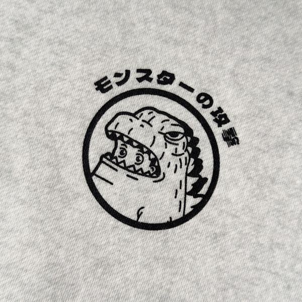 日語恐龍印花刷毛帽Tee 